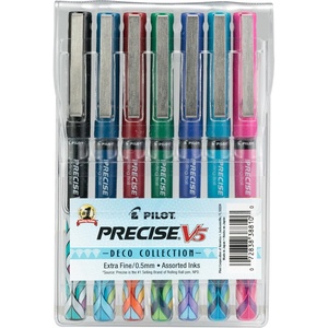 image:imagePILOT Precise V5 Stick Deco Collection Liquid Ink Rolling Ball Stick Pens Extra Fine Point 05mm BlackBlueTurquoisePink Inks 4Pack 388067 Count Pack of 1
