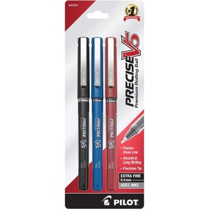 image:imagePILOT Precise V5 Stick Liquid Ink Rolling Ball Stick Pens Extra Fine Point 05mm Blue Ink 2Pack 25002BlackBlueRed