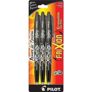 image:imagePilot FriXion Ball Erasable amp Refillable Gel Ink Pens Fine Point 07 mm Pack of 3 BlackBlack
