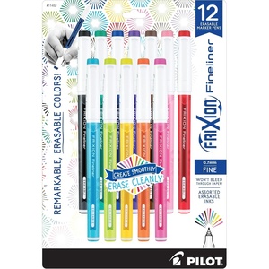 image:imagePilot FriXion Fineliner Erasable Marker Pens Fine Point 07 mm Pack of 12 Assorted Colors Erasable Pens  Ideal for School Journaling amp Office WritingVivid 12