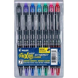 image:imagePilot FriXion Synergy Clicker Erasable Refillable Retractable Gel Ink Pens Extra Fine Point 05 mm Pack of 10 Assorted Colors FriXion Erasable Pens 05  Ideal for School amp Office WritingVibrant 7