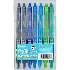 image:imagePilot FriXion Vibe Clicker Premium Erasable Gel Ink Pens Find Your DreamGlow Vibe Uplifting amp Dreamy Colors 7 Pack Fine Point 07 mm Assorted PinkPurple InksZenFocus