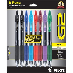 image:imagePilot G2 Pens Premium Refillable And Retractable Gel Ink Pens Fine Point 07mm 8 Colors 8 CountAssorted Bright