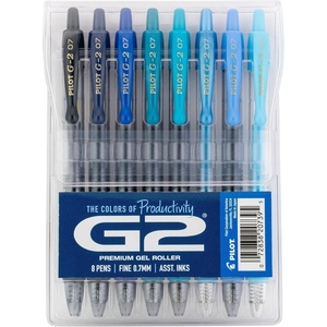 image:imagePilot G2 Premium Gel Roller Pens G2 Boost Red Pens Pack The Colors of Energy 8 Pack Pouch Fine Point 07 mm AssortedAssorted Blue