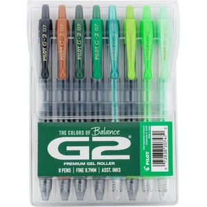 image:imagePilot G2 Premium Gel Roller Pens G2 Boost Red Pens Pack The Colors of Energy 8 Pack Pouch Fine Point 07 mm AssortedAssorted Green