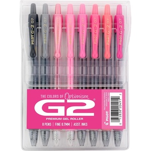 image:imagePilot G2 Premium Gel Roller Pens G2 Boost Red Pens Pack The Colors of Energy 8 Pack Pouch Fine Point 07 mm AssortedAssorted Pink