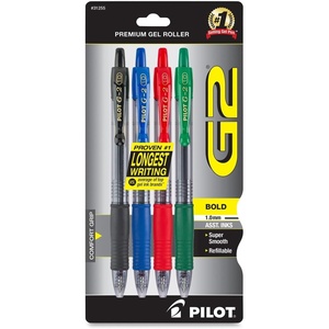 image:imagePilot G2 Premium Refillable amp Retractable Rolling Ball Gel Pens Bold Point Bold Gel Pens 10 mm Black Ink 4PackAssorted Bright