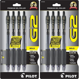 image:imagePilot G2 Premium Refillable amp Retractable Rolling Ball Gel Pens Bold Point Bold Gel Pens 10 mm Black Ink 4PackBlack 4 Count Pack of 2