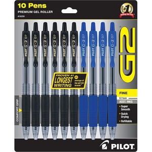 image:imagePilot G2 Premium Refillable amp Retractable Rolling Ball Gel Pens Fine Point 07 mm 6 Black amp 4 Blue Ink Pens 10PackBlack  Blue