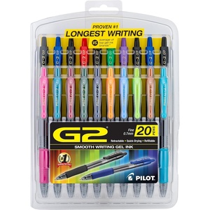 image:imagePilot G2 Premium Refillable and Retractable Rolling Ball Colored Gel Pens Fine Point 07mm Assorted Fashion Color Inks 20PackAssorted Classic
