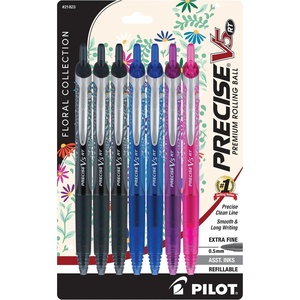 image:imagePilot Precise Premium Rolling Ball Pens Floral Collection Extra Fine Point 05 mm 7 Pack UltraSmooth Writing Assorted Designs