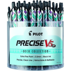 image:imagePilot Precise V5 RT Deco Collection Refillable amp Retractable Liquid Ink Rolling Ball Pens Extra Fine Point 05 mm Black Pack of 21 Count Pack of 48