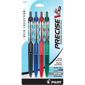 image:imagePilot Precise V5 RT Refillable amp Retractable Rolling Ball Pens Extra Fine Point Pens 05 mm Assorted Pack of 5  Ideal for School Journaling amp Office Writing4 Count Pack of 1