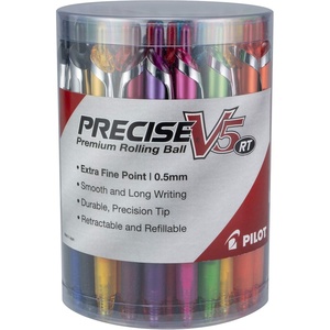 image:imagePilot Precise V5 RT Refillable amp Retractable Rolling Ball Pens Extra Fine Point Pens 05 mm Assorted Pack of 7  Ideal for School Journaling amp Office WritingVibrant 48