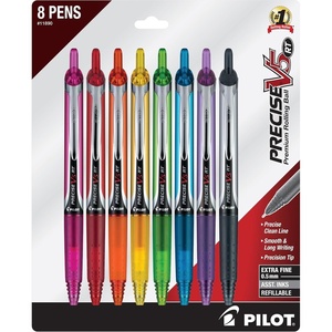 image:imagePilot Precise V5 RT Refillable amp Retractable Rolling Ball Pens Extra Fine Point Pens 05 mm Assorted Pack of 7  Ideal for School Journaling amp Office WritingVibrant 8
