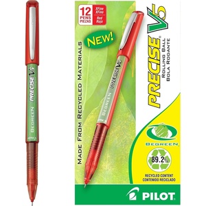 image:imagePilot Precise V5 Rollerball Pens Extra Fine Point 05 mm Blue Pens Blue Pack of 12  Ideal for School Journaling amp Office WritingRed
