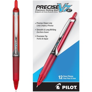 image:imagePilot Precise V7 RT Refillable amp Retractable Liquid Ink Rollerball Pens Red Ink Pens Fine Point 07 mm 12Pack  Ideal for School Journaling and Office WritingRed