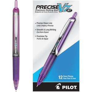 image:imagePilot Precise V7 RT Refillable amp Retractable Liquid Ink Rollerball Pens Red Ink Pens Fine Point 07 mm 12Pack  Ideal for School Journaling and Office WritingPurple