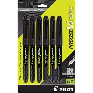 image:imagePilot Precise Varsity PreFilled Fountain Pens Medium Point 1 mm Stainless Steel Nib BlackBlue 6PackBlack