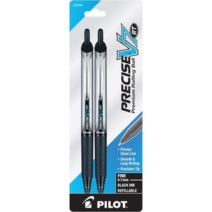 image:imagePILOT Precise V7 RT Refillable amp Retractable Liquid Ink Rolling Ball Pens Fine Point 07mm Black Ink 3Pack 26058Black