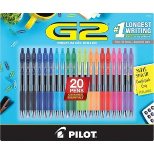 image:imagePilot G2 Pens Premium Refillable and Retractable Rolling Ball Gel Pens Fine Point 07mm Black Ink 20PackAssorted Colors
