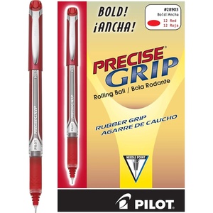 image:imagePilot Precise Grip Liquid Ink Rolling Ball Stick Pens Bold Point Red Ink 12Pack 28903Red