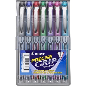 image:imagePilot Precise Grip Liquid Ink Rolling Ball Stick Pens Precise Grip Pens Assorted Colors Ink 10mm 7PackPrecise Grip