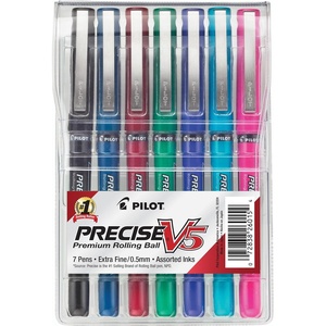 image:imagePilot Precise Grip Liquid Ink Rolling Ball Stick Pens Precise Grip Pens Assorted Colors Ink 10mm 7PackPrecise V5
