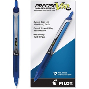 image:imagePilot Precise V10 RT Refillable amp Retractable Rolling Ball Pens Bold Point Blue Ink 10mm 12Pack1 Count Pack of 12