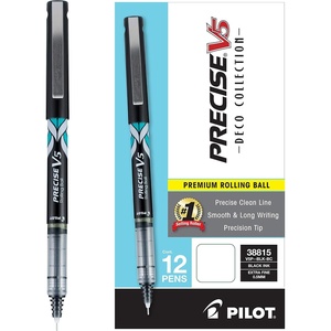 image:imagePilot Precise V5 Deco Collection Capped Liquid Ink Rolling Ball Pens Extra Fine Point 05 mm Black Pack of 212 Count Pack of 1
