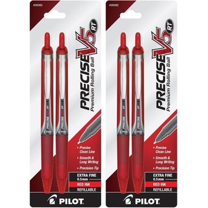 image:imagePilot Precise V5 RT Refillable amp Retractable Rollerball Pens Extra Fine Point Pens 05 mm Red Pack of 2  Ideal for School Journaling amp Office Writing2 Count Pack of 2