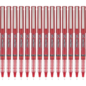 image:imagePilot Precise V5 Rollerball Pens Extra Fine Point 05 mm Red Pens Red Pack of 14  Ideal for School Journaling amp Office WritingRed