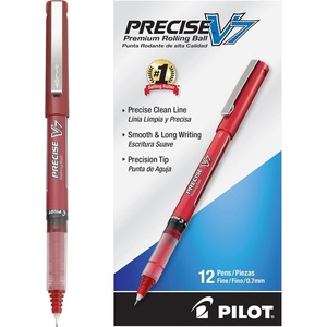 image:imagePilot Precise V7 Capped Liquid Ink Rollerball Pens Fine Point 07 mm Black Ink Pens Pack of 12  Ideal for School Journaling amp Office WritingRed