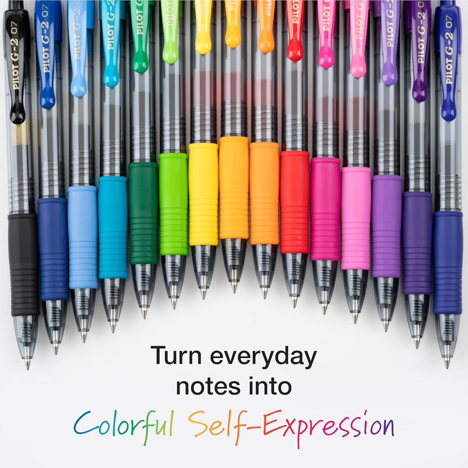 image:imagePilot G2 Premium Gel Roller Pens Rainbow Gel Pens G2 Rainbow Colors Pack 15 Pack Pouch Fine Point 07 mm AssortedAssorted 15