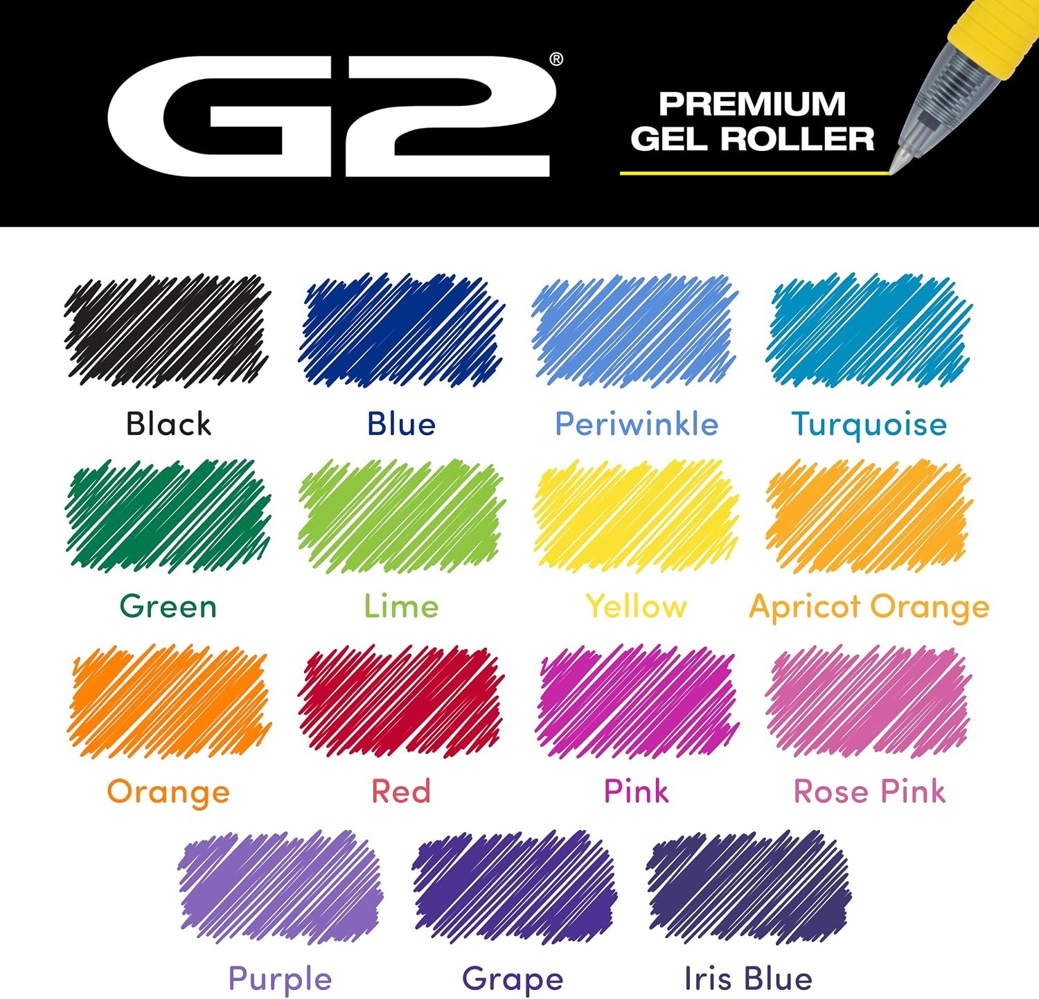 image:imagePilot G2 Premium Gel Roller Pens Rainbow Gel Pens G2 Rainbow Colors Pack 15 Pack Pouch Fine Point 07 mm AssortedAssorted 15