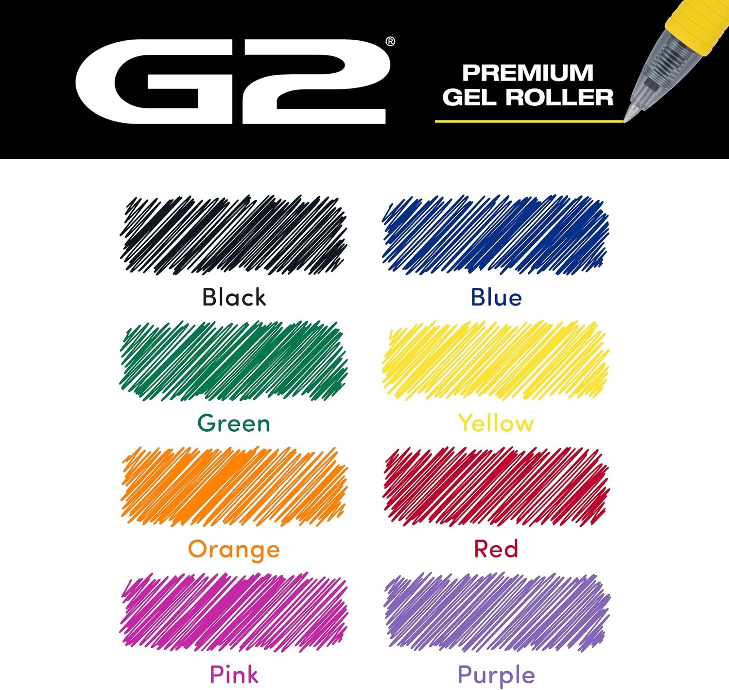 image:imagePilot G2 Premium Gel Roller Pens Rainbow Gel Pens G2 Rainbow Colors Pack 15 Pack Pouch Fine Point 07 mm AssortedAssorted 8