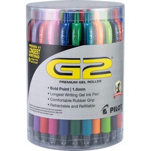 image:imagePilot G2 Premium Retractable GelInk Rolling Ball Pens Bold Point 10mm 10 Gel Pens Assorted 8Pack  Ideal for School Journaling amp Office Writing36 Count Pack of 1