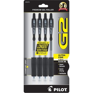 image:imagePilot G2 Premium Refillable and Retractable Rolling Ball Gel Pens Ultra Fine Point Gel Ink Pens 038mm Black Ink 4Pack