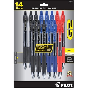 image:imagePILOT G2 Premium Gel Roller Pens 1 mm Pack of 14 Black Blue RedBusiness Ink Colors