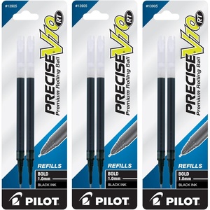image:imagePILOT Precise V10 RT Ink Refills for Bold Retractable Pens 10 mm Black Ink 3 Pack